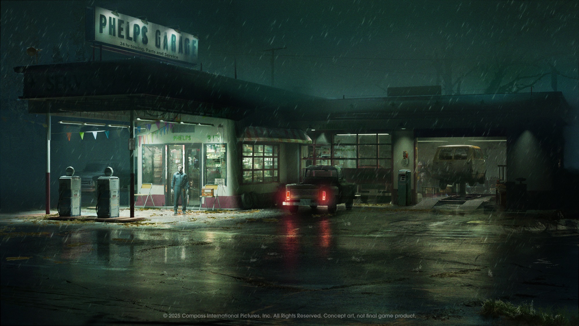 Official Halloween: The Game screenshot — Phelps Garage in the singleplayer story